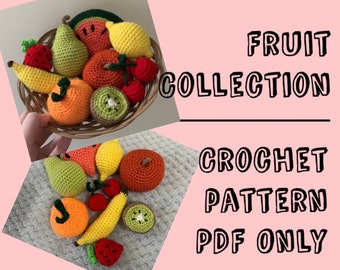 Crochet fruit pattern collection | PDF ONLY, amigurumi pattern, fruit pattern, diy, crochet pattern, play food, PDF crochet pattern