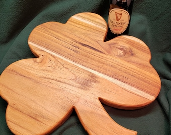 Shamrock Teak Charcuterie or Cutting Board, Serving Tray, personalized