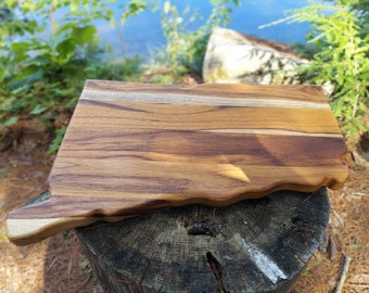 Connecticut state-shaped Teak Charcuterie or Cutting Board, Serving Tray, personalized