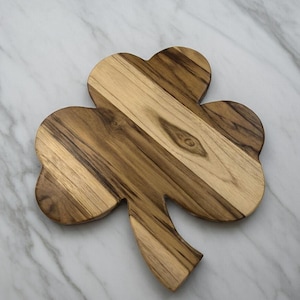 Shamrock Teak Charcuterie or Cutting Board, Serving Tray, personalized