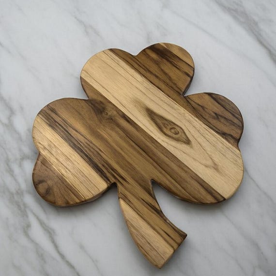 Shamrock Teak Charcuterie or Cutting Board, Recognition Plaque, personalized