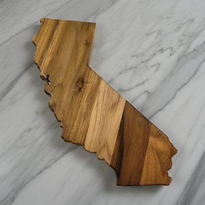 California state-shaped Teak Charcuterie or Cutting Board, Serving Tray, personalized
