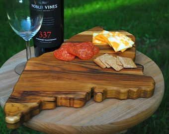 Maine State Teak Charcuterie Board / BBQ Slab / Serving Tray - personalized