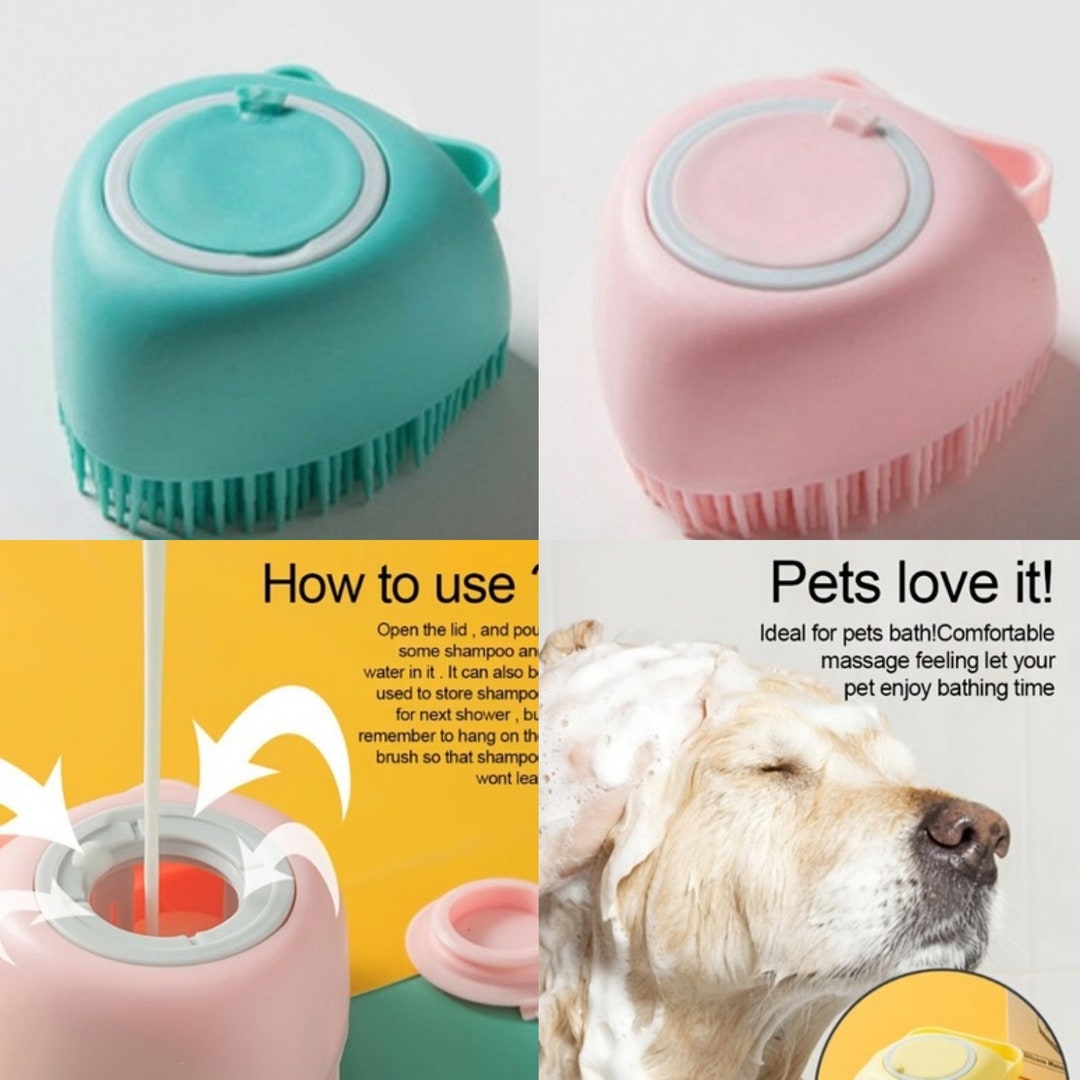 DOG SHAMPOO BRUSH, Dog & Cat Silicone Shampoo Massager. Etsy