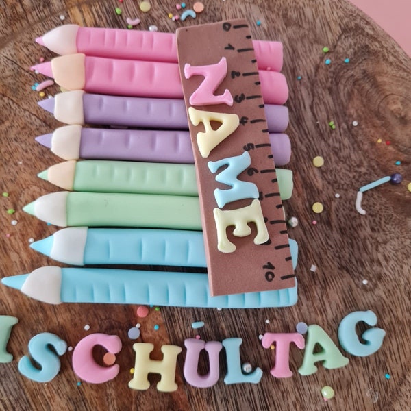 School enrollment cake topper pens ruler books fondant name cake decoration first day of school school cone party girls boys cake decoration