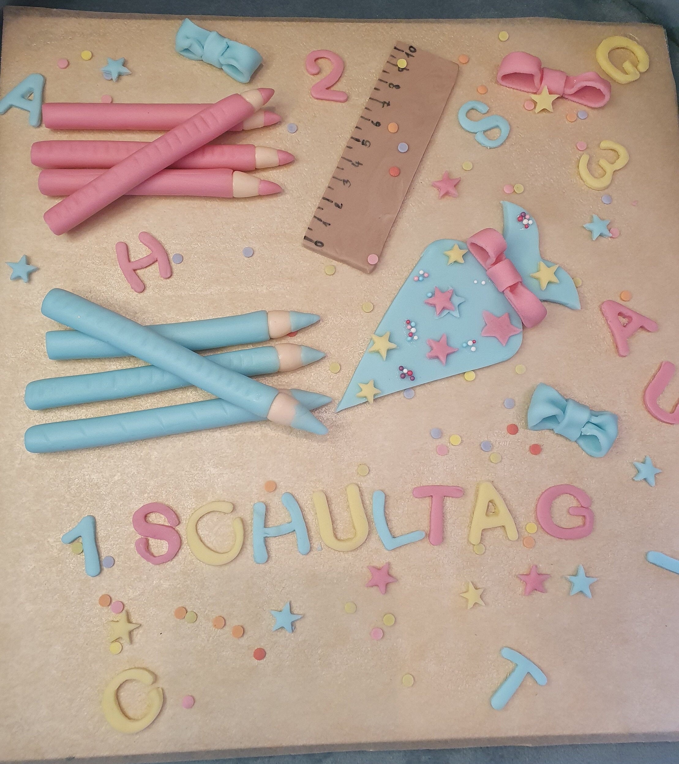 Fondant Enrolment Back to school Schoolchild first day School bag Cak…