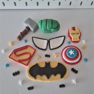 Superhero cake toppers, fondant figures for cupcake cake or number cake boys girls cake decoration
