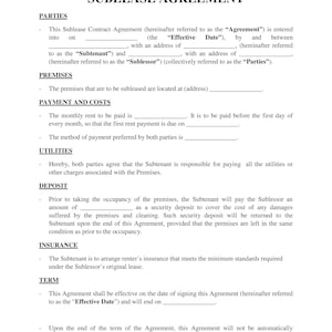 Sublease-Agreement-Template, Sofortdownload