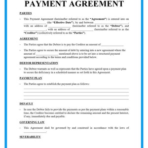 Payment Agreement Template image 1