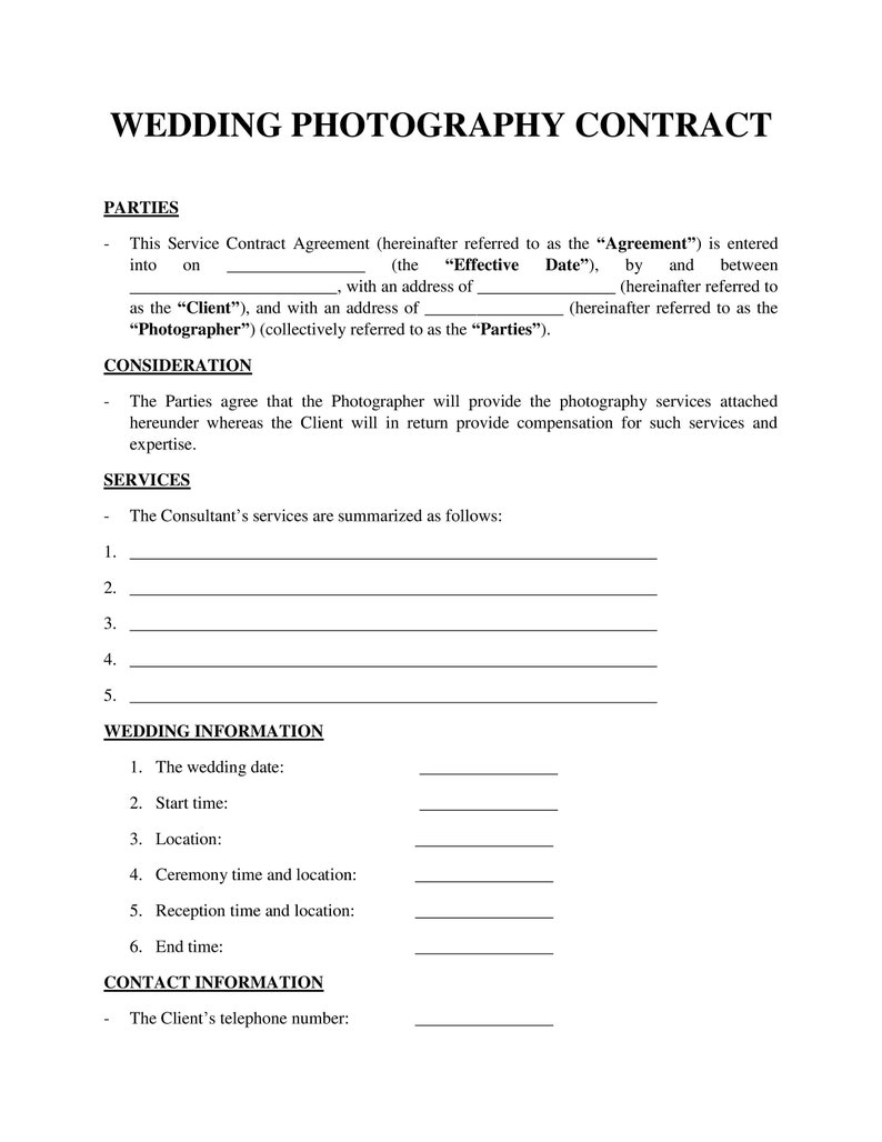 Wedding-photography-contract-template - Etsy