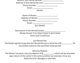 Suit Rental Agreement Template