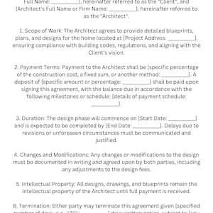 Architect & Designer Agreement Template PDF Download