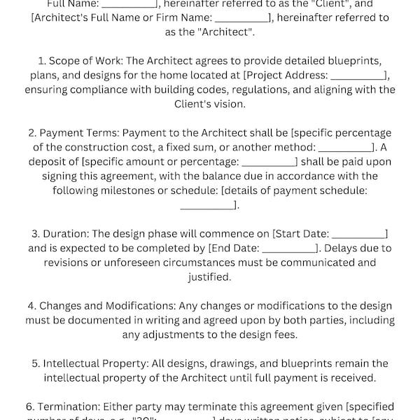 Architect & Designer Agreement Template PDF Download