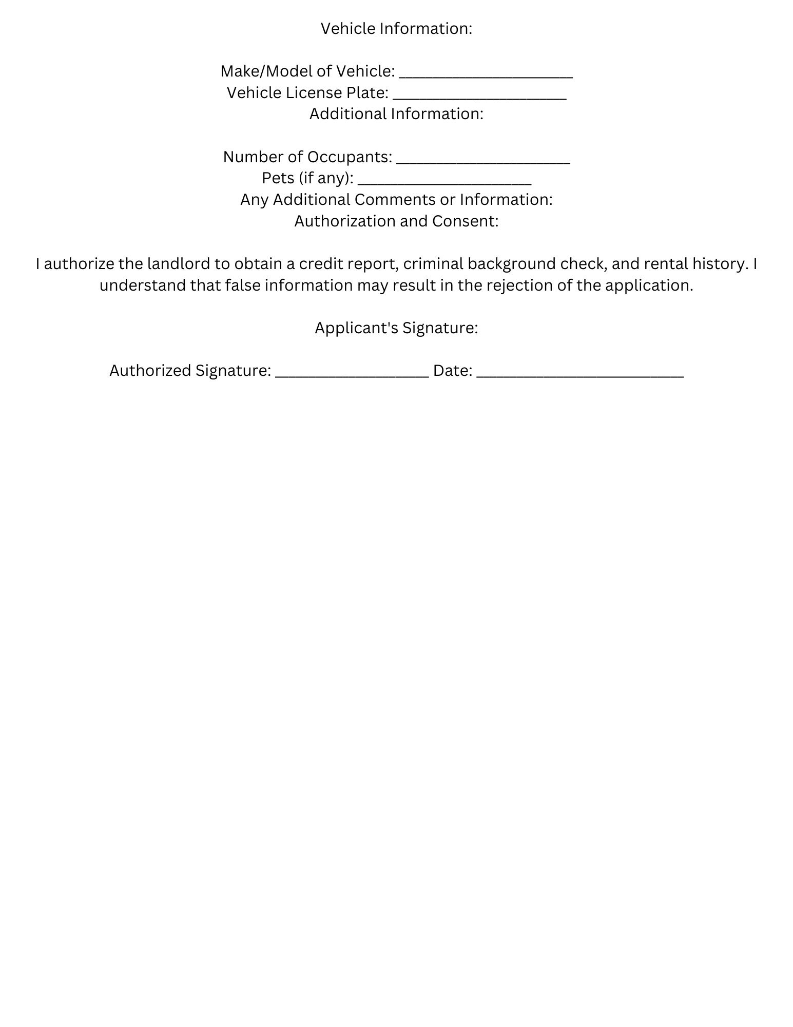 Apartment Rental Application Template, Instant Download Etsy