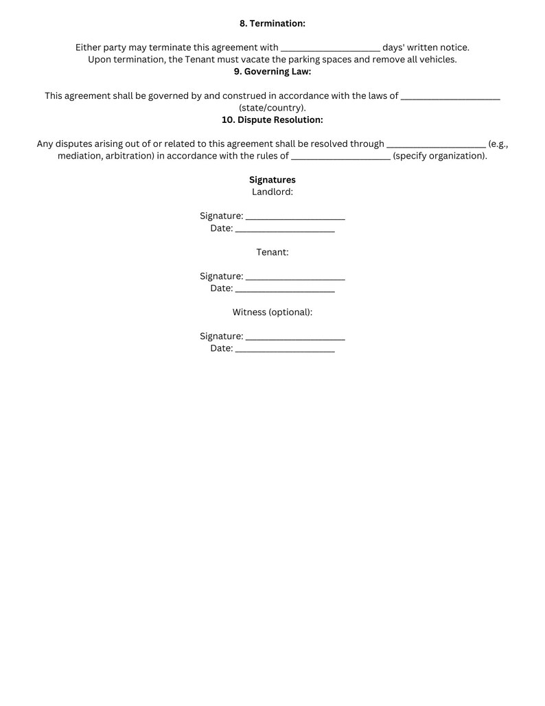 Parking Lot Rental Agreement Template Etsy Parking Lot Rental Agreement Template Etsy