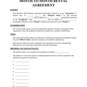 Month-To-Month-Rental-Agreement-Template image 1