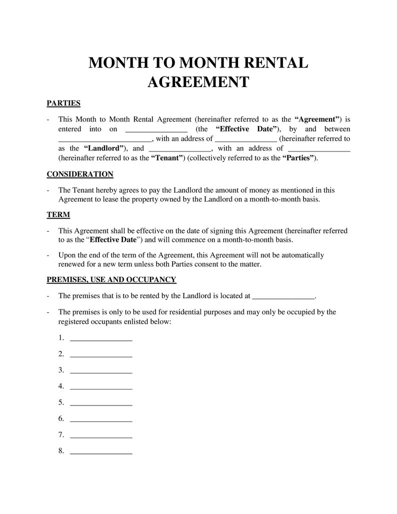 Month-To-Month-Rental-Agreement-Template image 1