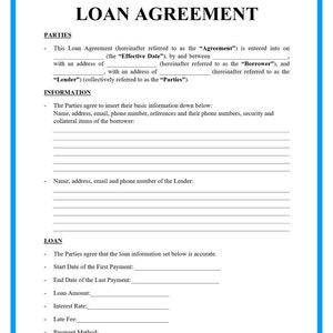 Plantilla de contrato de préstamo