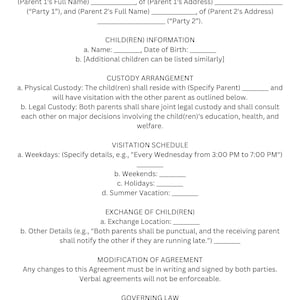 Custody Agreement Template