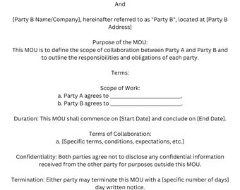 Memorandum of Understanding (MOU) Template