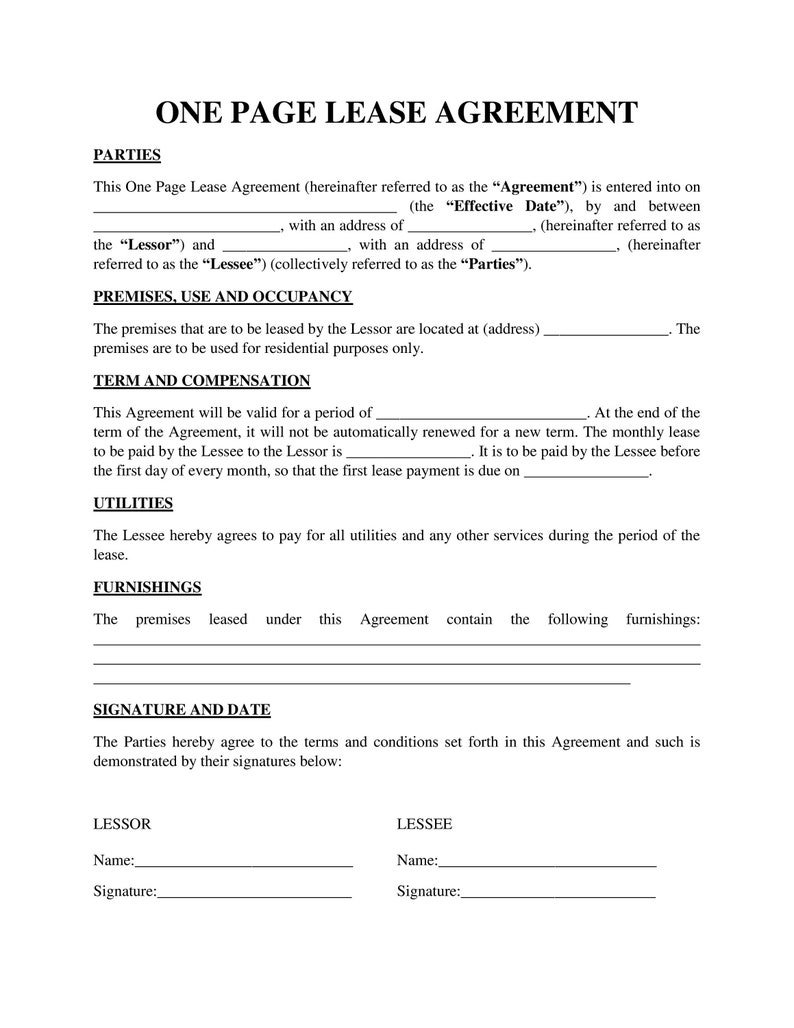 One-Page-Lease-Agreement-Template image 1