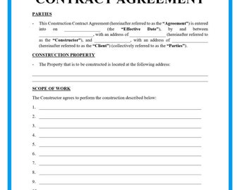 Construction Contract Agreement Template