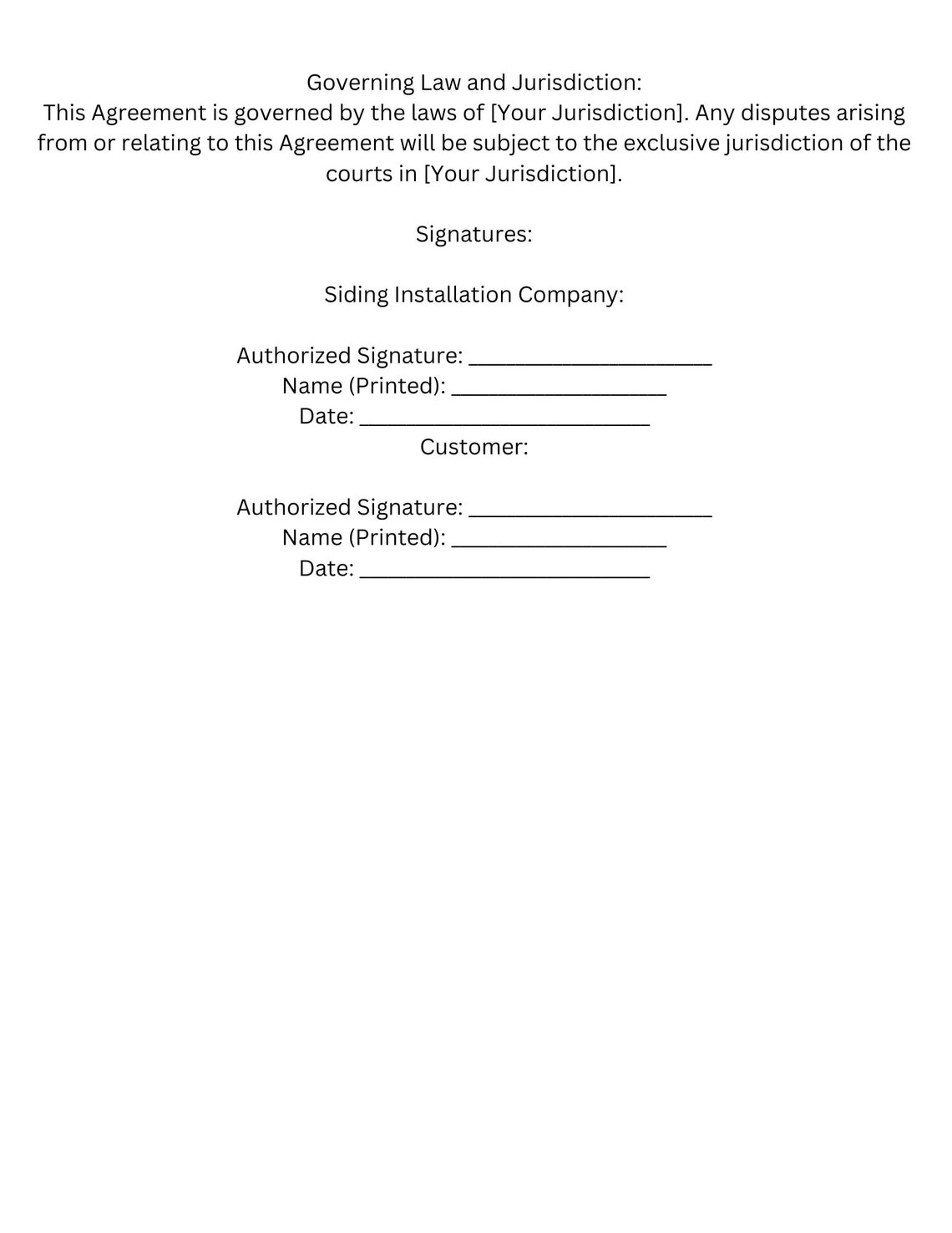 Siding Installation Agreement Template Etsy Siding Installation Agreement Template Etsy