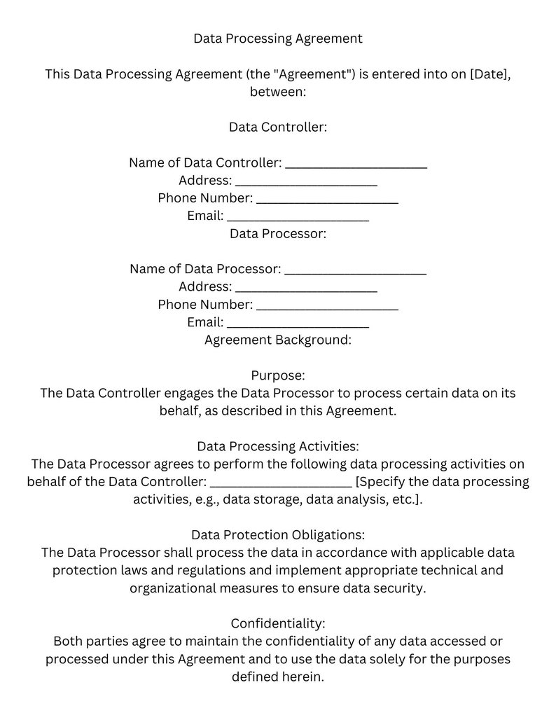 Data Processing Agreement Template - Etsy