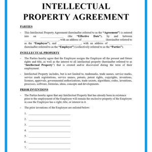 Intellectual Property Agreement Template