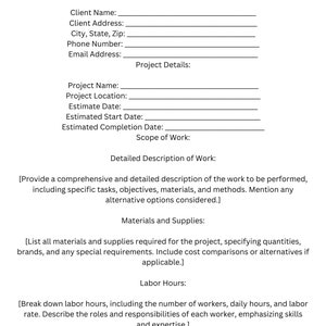 Construction Estimate Template - Informative and Customizable
