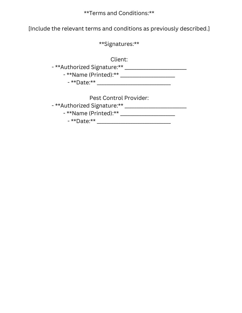 Curated visual reference: Visual Reference: Pest Control Contract Agreement Customizable Template