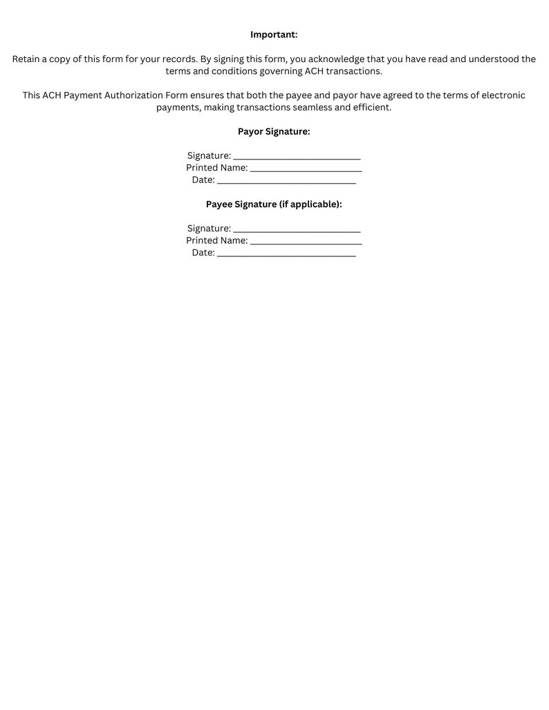 Ach payment authorization form template download etsy