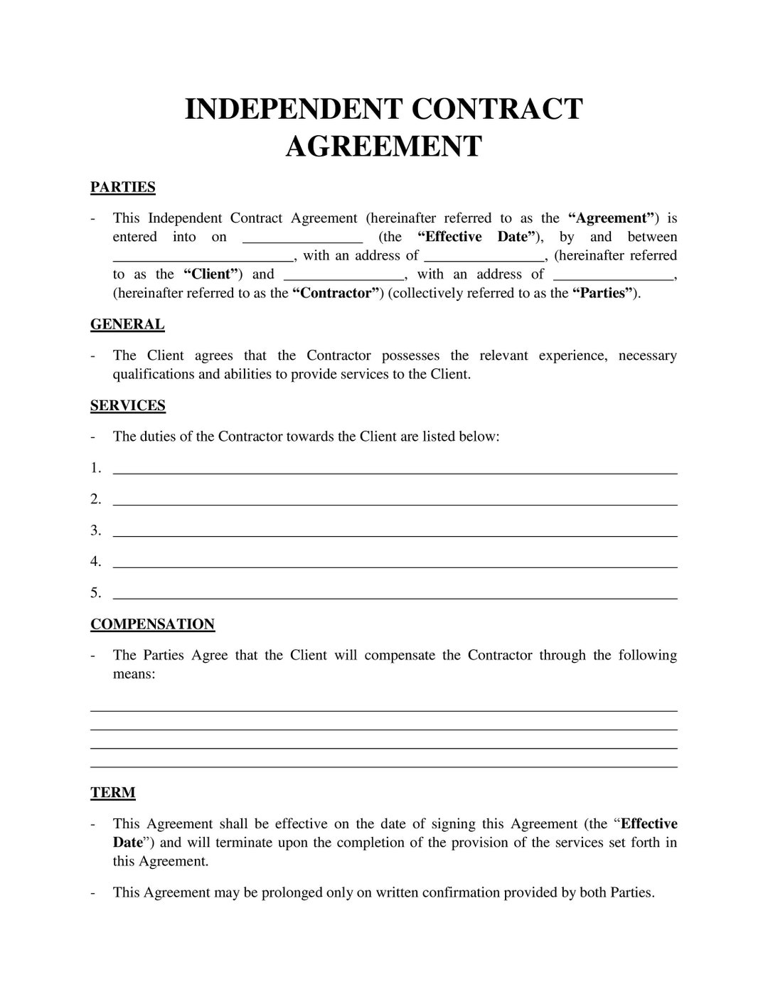 Independent-contractor-agreement-template - Etsy