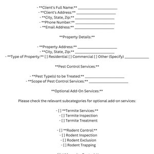 Pest Control Contract Agreement - Customizable Template