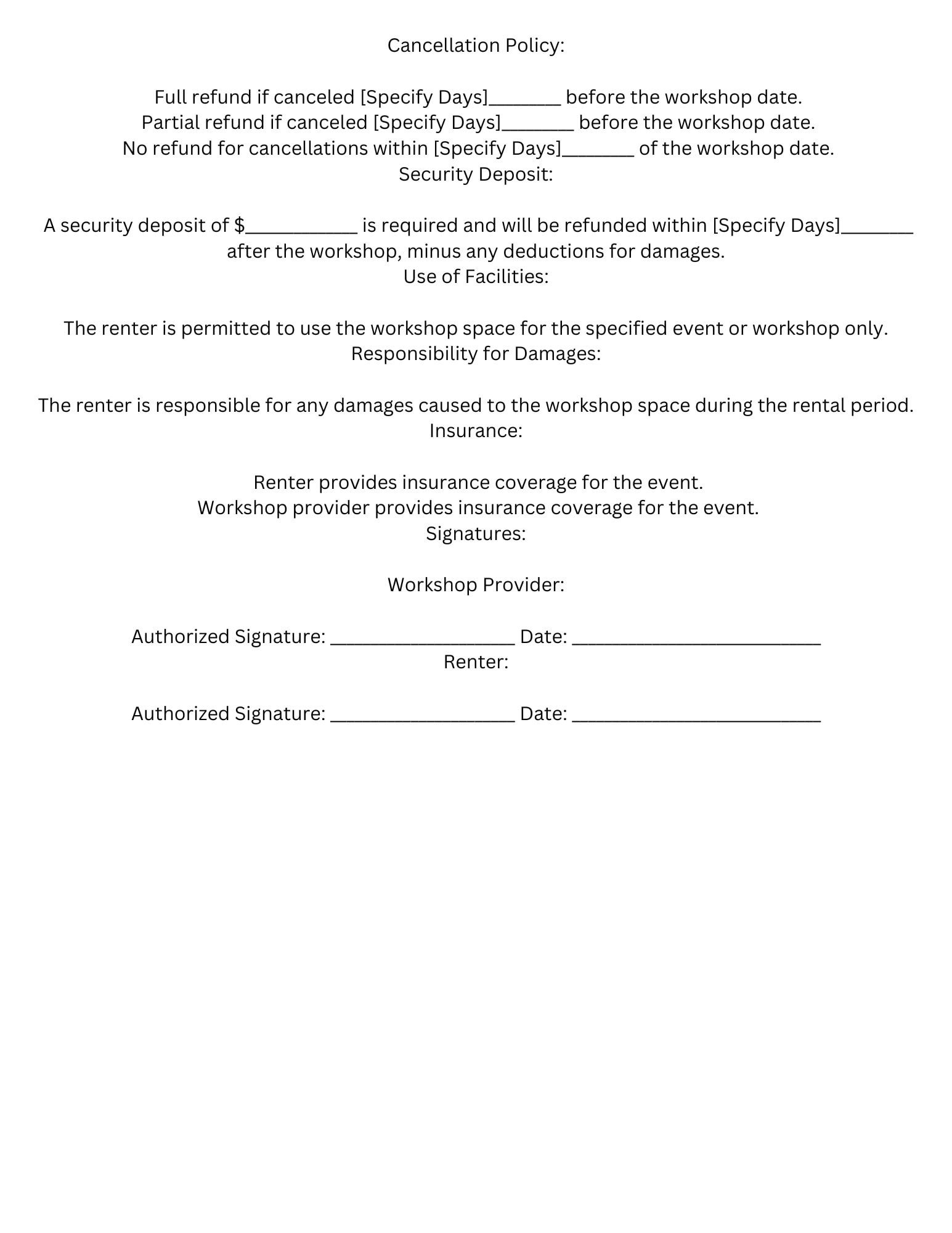 Rental Agreementtemplate, Instant Download Etsy