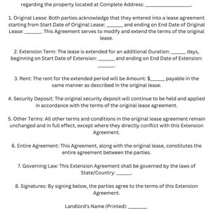 Short-Term Rental Extension Agreement