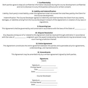 Online Course Development Agreement- Template, Pdf - Etsy