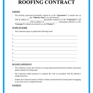 Plantilla de contrato de techado-Descarga PDF