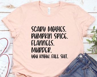 Pumpkin Spice Flannels Murder You Know Fall Shirt Women Halloween Happy Fall Short Sleeve Tee Shirts Top