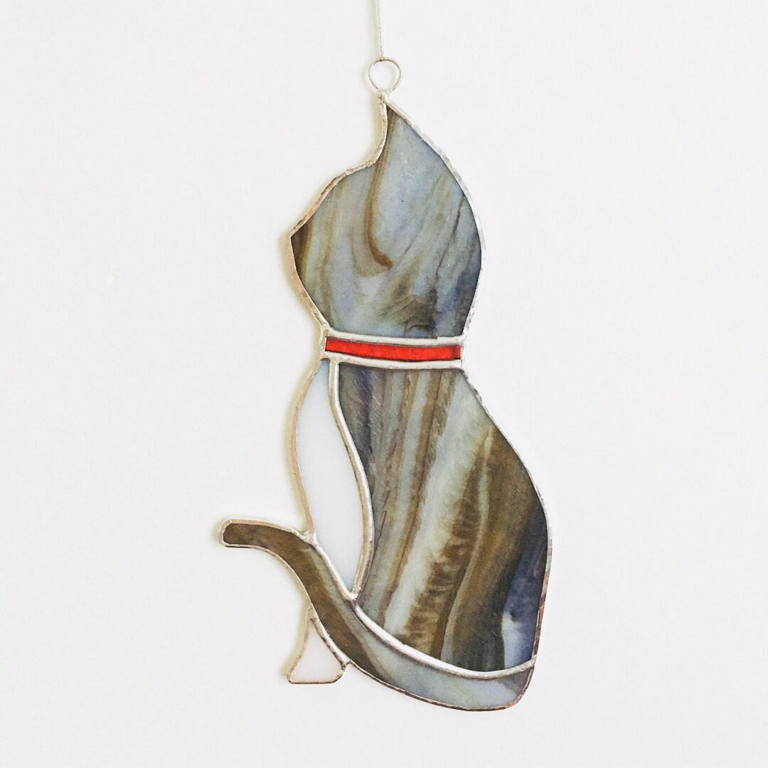 Stained Glass Cat Suncatcher: Handmade Window Ornament - Etsy