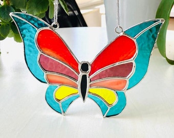 Stained Glass Butterfly Suncatcher, Window Ornament, Window Hanging, Mothers Day Gift