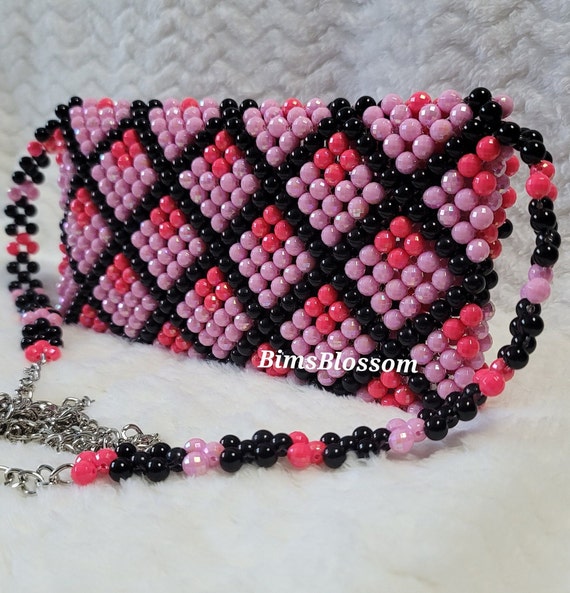 Pink Evening Bag, Bead Bag, Gift for her, Handmade Bag, Crossbody Bag, Bead  Shoulder Bag, Luxury Handbag, Pink Bag, Clutch, Bimsblossom