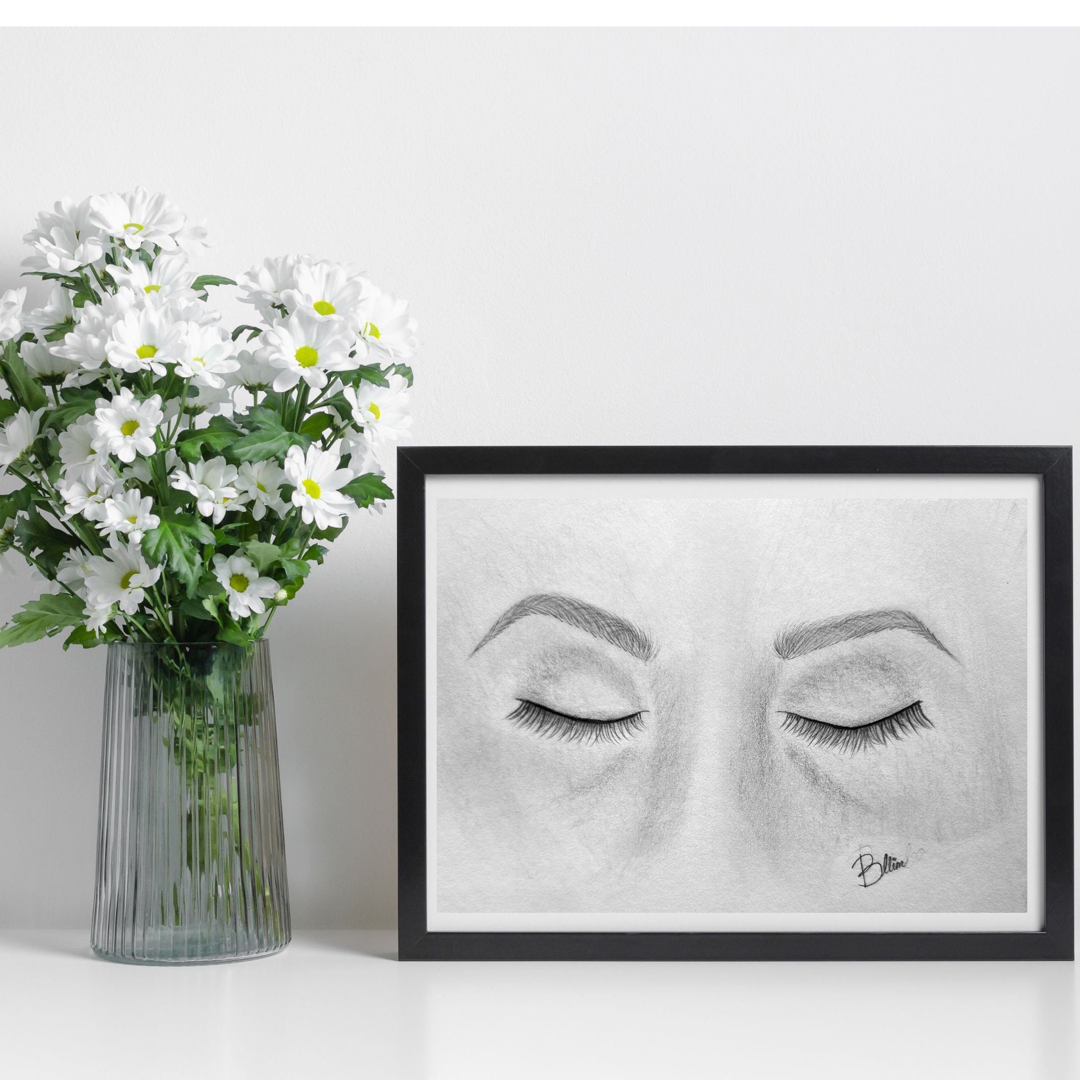 Realistic Pencil Drawing of Closed Eyes, Closed Eyes, Feminine, Eye Drawing,  Vanity, Bedroom Decor, Eyes Closed Wall Art, Download Print - Etsy, image size:2112x2112