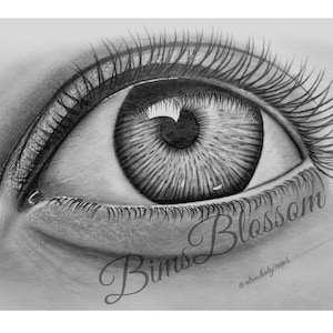 Eye Drawing, Gaze of Grace Realism Eye Art Printable, Charcoal Art, Black and White Digital Print, Hyperrealistic art-eye art.