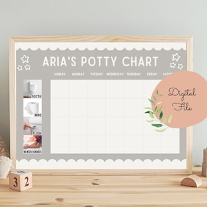 Gráfico de penico personalizado, gráfico de treinamento de penico digital, gráfico de penico em PDF, treinamento de penico para impressão, gráfico de recompensa, download, gráfico Montessori