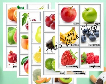 Obst Vokabelkarten, Kleinkind Vokabelkarten, echte Bilder, Kind Vokabelkarten, echte Bilder, PDF zum ausdrucken, Montessori Spiel, Homeschool,