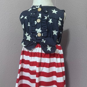 4th of July Toddler Girls Dress, American Flag Denim Dress, Patriotic Toddler Outfit, American Flag Outfit, Military Pride, 2T 3T 4T 5T 6T
