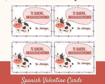 Bilingual Spanish Valentine's Day Cards – Customizable & Ready to Print – Celebrate Love in Two Languages Digital Print