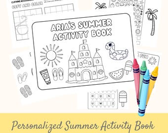 20 Seiten Sommeraktivitätsbuch, personalisiertes Kinder Malbuch, individuelles Malbuch für Kinder, personalisierter Kindergeburtstag, Kleinkind Buch