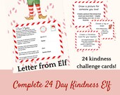 Kindness Elf Kit, 24 Cards, Letter from Elf, Acts of Kindness, Christmas Tradition, Holiday Cheer, Kindness Activity, Christmas Activity